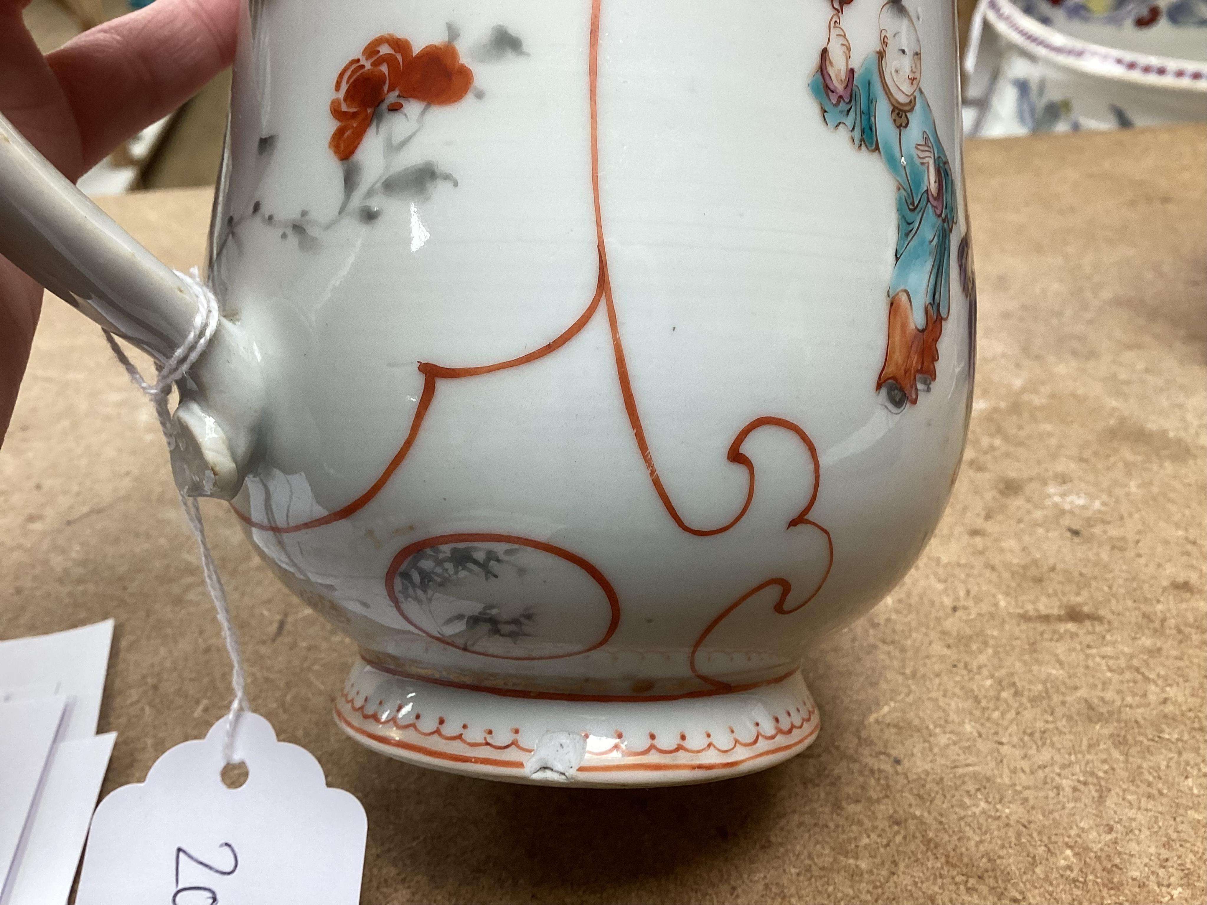 An 18th century Chinese export famille rose mug- 15cm high